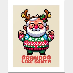 Christmas Grandpa like Santa Posters and Art